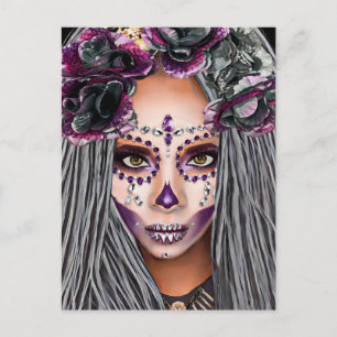 African Black Woman Voodoo Priestsess Fantasy art Vykort