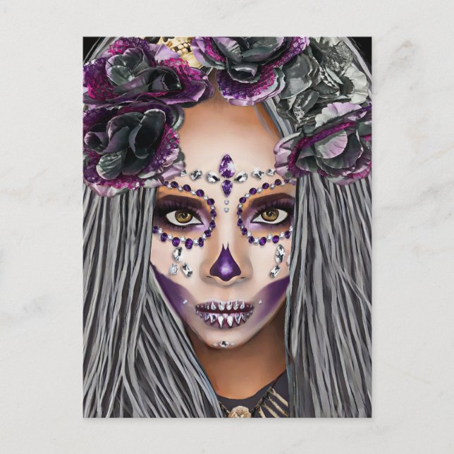 African Black Woman Voodoo Priestsess Fantasy art Vykort (Framsida)