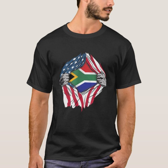African Blood Inside Me Shirt South Afrika Flagga T (Framsida)