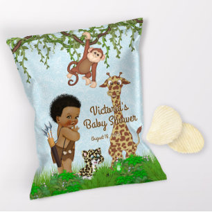 African Boy Safari Baby Shower Chip Bag Wrapper Reklamblad