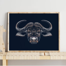 African Buffalo Print | Afrikansk Buffalo-utskrift Poster