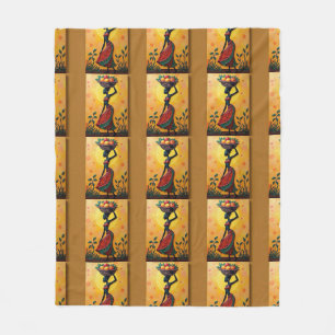 African Canvas Artwork for Throw Blankets-Pillows Fleecefilt