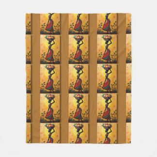 African Canvas Artwork for Throw Blankets-Pillows Fleecefilt