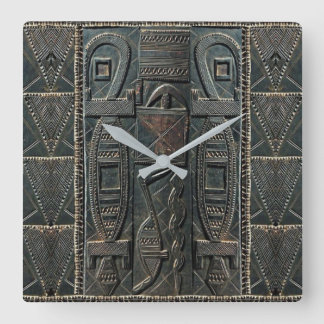 African Carving Clock Fyrkantig Klocka