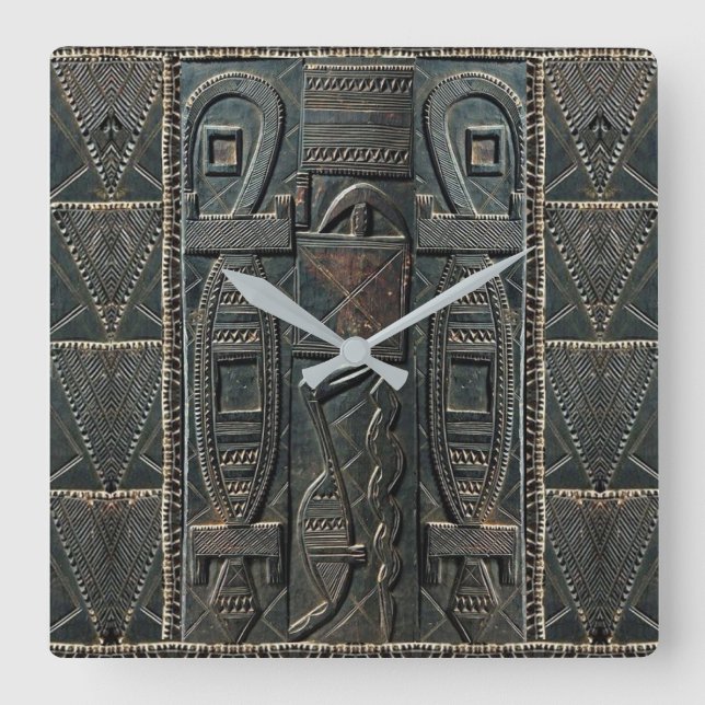 African Carving Clock Fyrkantig Klocka (Framsida)