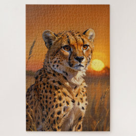 African Cheetah vid sunset Pussel