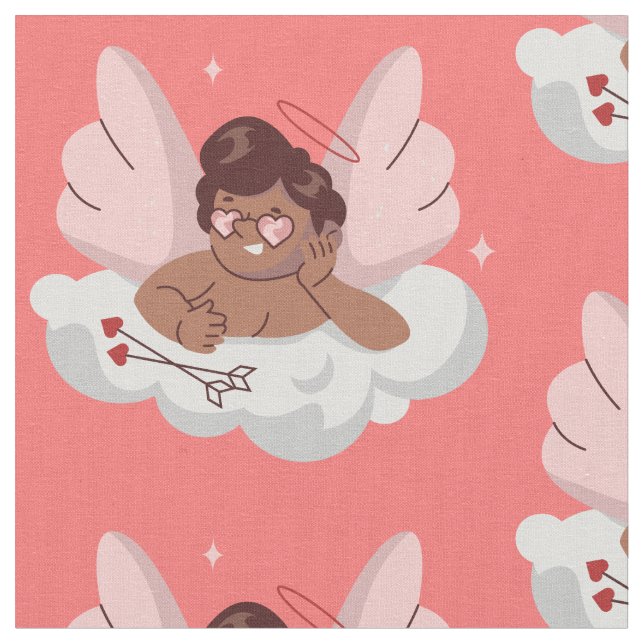African cherub angel svarta cupid-valentineser tyg (Närbild)
