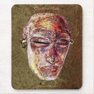 African Chokwe Tribal Mask Art Mousepad Musmatta
