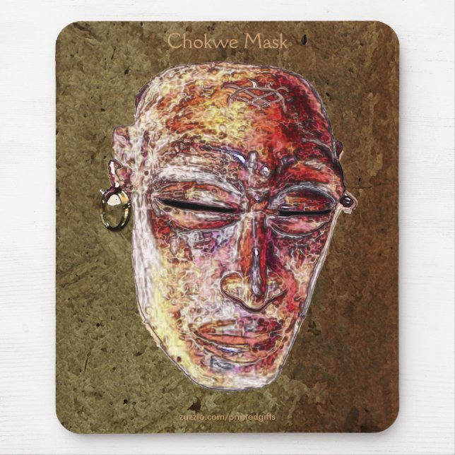 African Chokwe Tribal Mask Art Mousepad Musmatta (Framsidan)