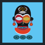 African colorful tribe ornate mask poster<br><div class="desc">This original African tribal warriors silhouette, portrait, and Africa symbol pattern with awesome abstract tribal ethnic ornaments is a great birthday, holiday, and Christmas gift idea for people who love African motif, culture, and history. The best authentic afro tribal unique style illustration for your wardrobe collection. You will look amazing...</div>