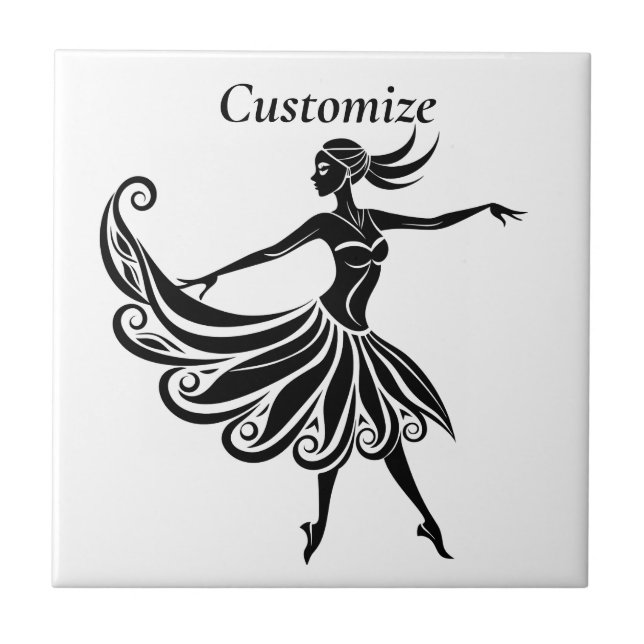 African Dancer Silhouette Art Thunder_Thunder_Cove Kakelplatta (Framsidan)