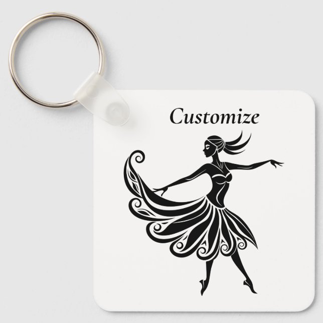 African Dancer Silhouette Art Thunder_Thunder_Cove Nyckelring (Framsida)