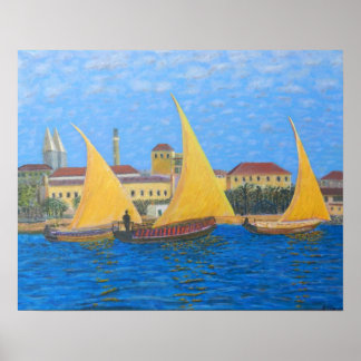 African Dhow i Zanzibar Poster