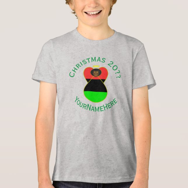 African Diaspora Angel-Personligen för julgranar i T Shirt (Framsida)