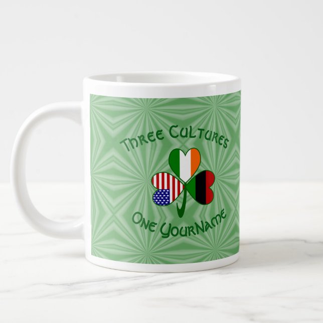 African Diaspora Irish American Shamrock Personal Jumbo Mugg (Vänster)