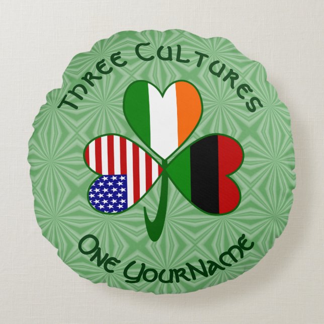 African Diaspora Irish American Shamrock Personal Rund Kudde (Framsidan)