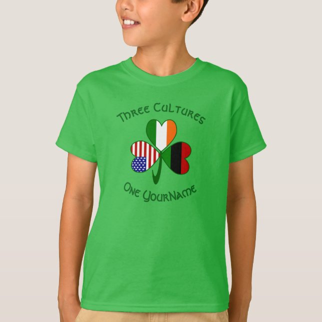 African Diaspora Irish American Shamrock Personal T Shirt (Framsida)