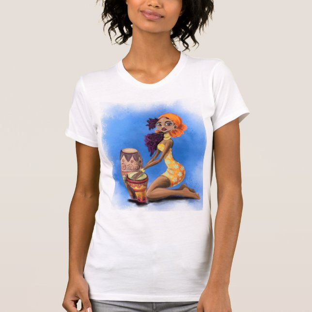 African Drummer Girl T-Shirt (Framsida)