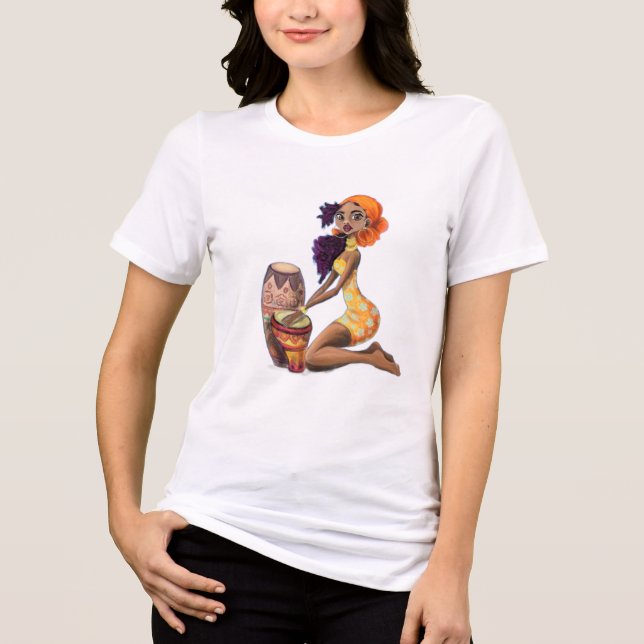 African Drummer Girl T Shirt (Framsida)