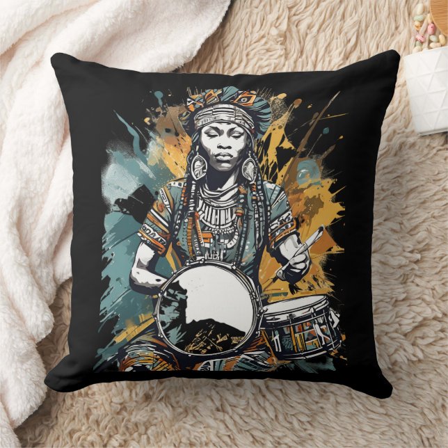 African Drummer Kudde (Filt)