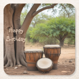 African Drums Underlägg Papper Kvadrat