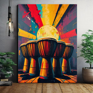 African Drums Wall Art - fet Abstrakt Music Print Canvastryck