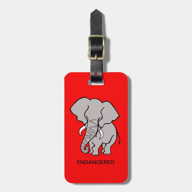 African ELEPHANT - Animal activist - Red Bagagebricka (Vertikal Framsida)