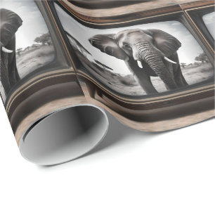 African Elephant on Analog Television Presentpapper