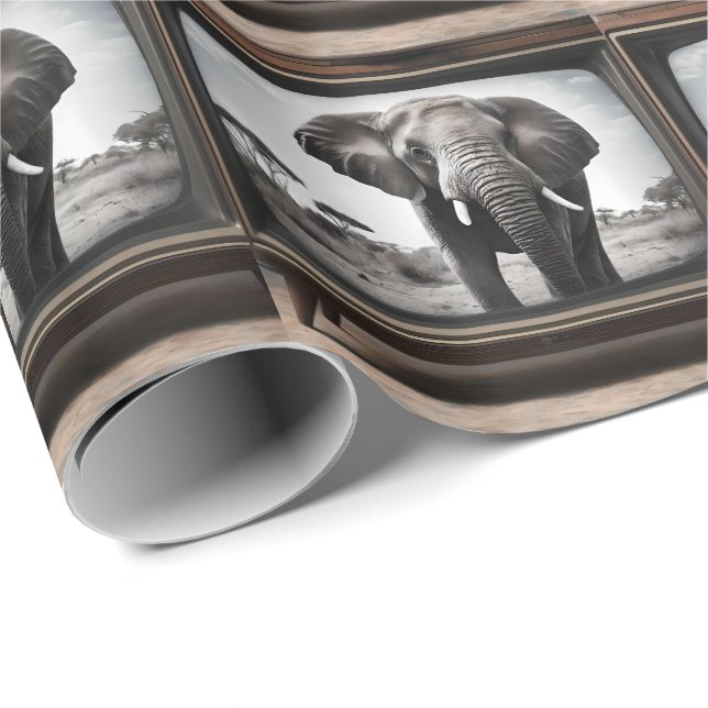 African Elephant on Analog Television Presentpapper (Rullad Hörn)