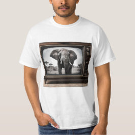 African Elephant on Analog Television T Shirt