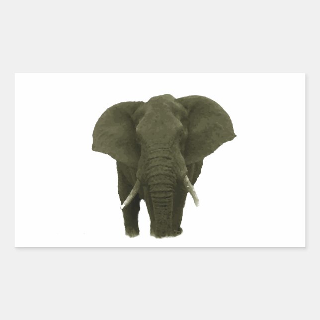 African Elephant Rektangulärt Klistermärke (Framsida)