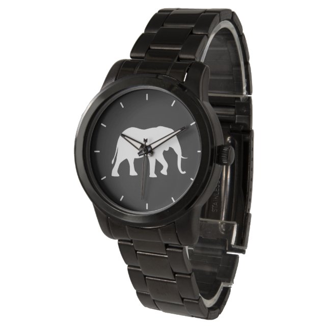 African Elephant Silhouette Armbandsur (Vinklad)