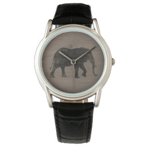 African Elephant Silhouette Armbandsur