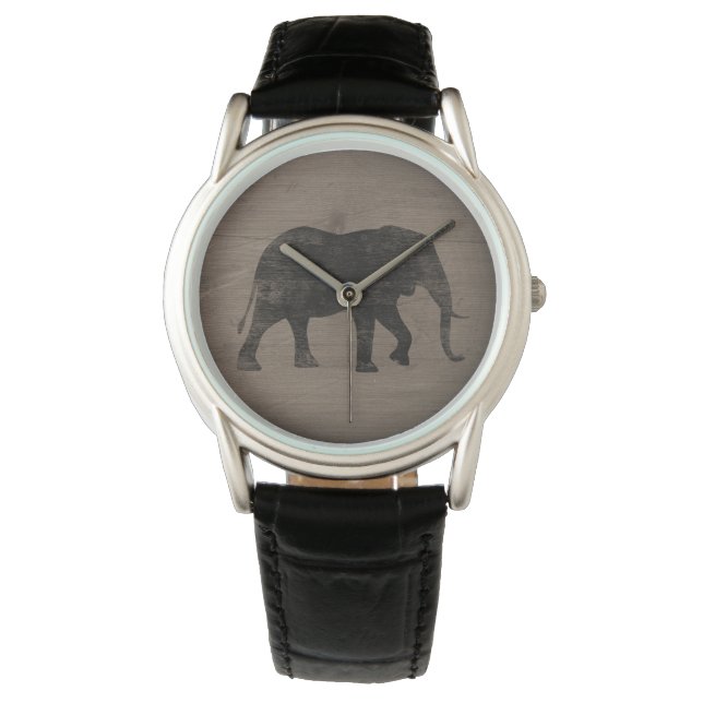 African Elephant Silhouette Armbandsur (Framsida)