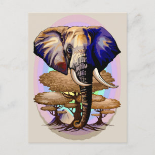 African Elephant Surreal Porträtt Helg Vykort