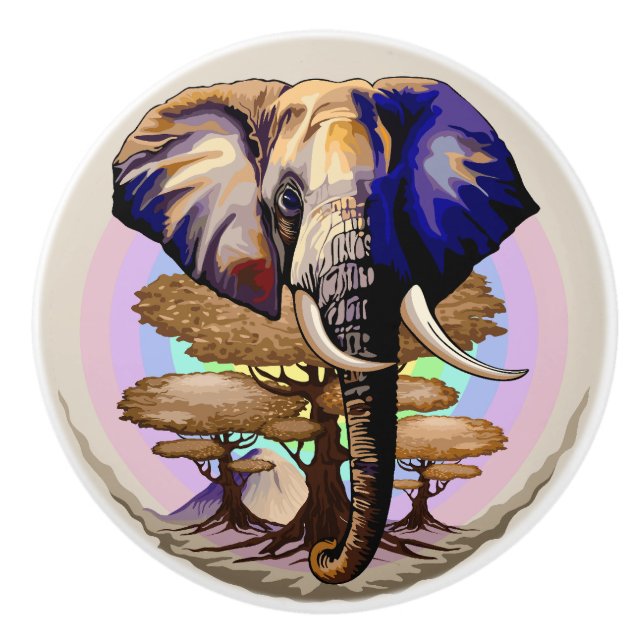 African Elephant Surreal Porträtt Knopp (Framsidan)