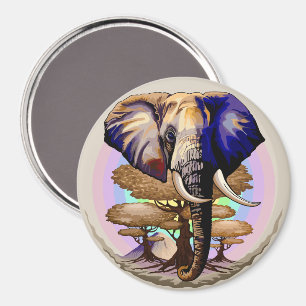 African Elephant Surreal Porträtt Magnet