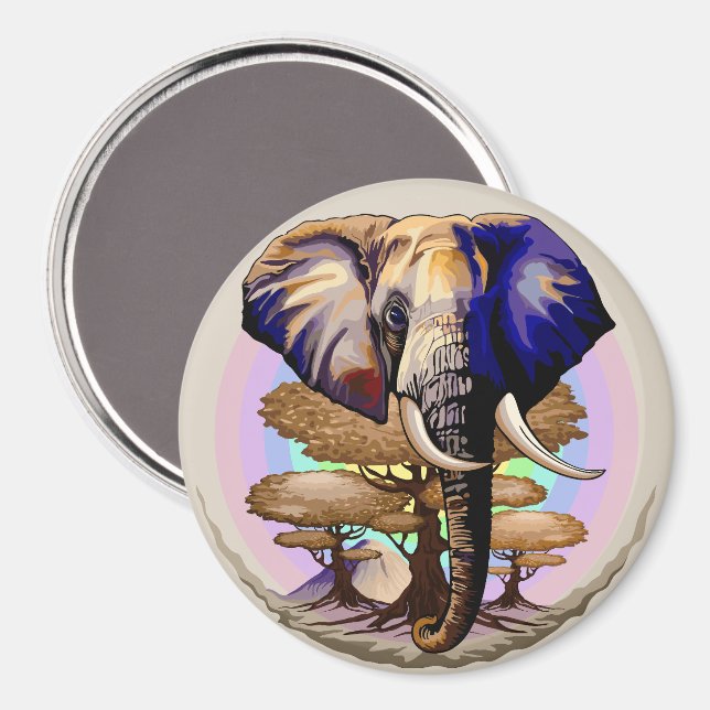 African Elephant Surreal Porträtt Magnet (Front/Back)