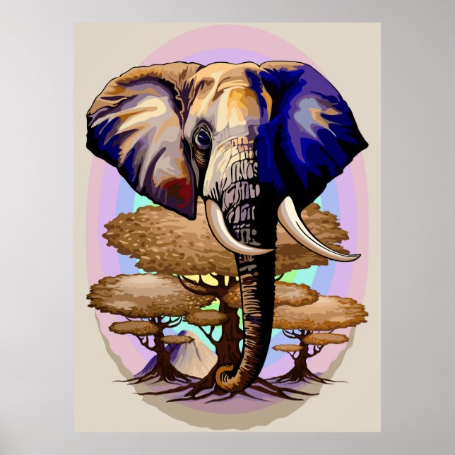 African Elephant Surreal Porträtt Poster (Framsidan)