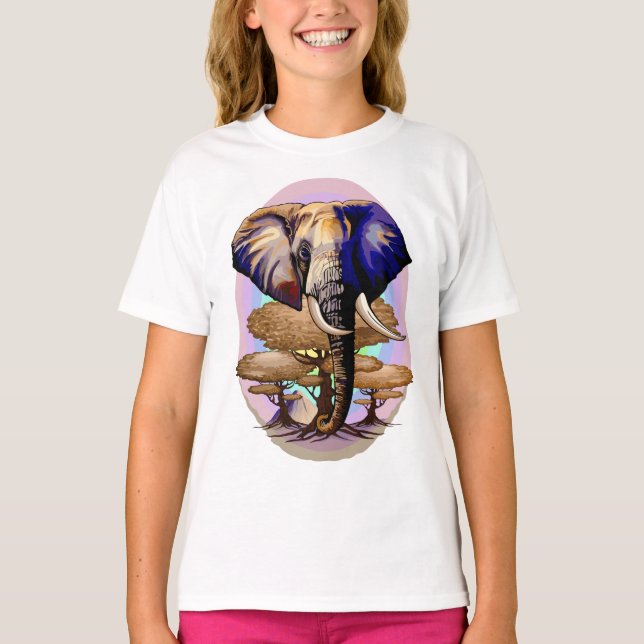 African Elephant Surreal Porträtt T Shirt (Framsida)