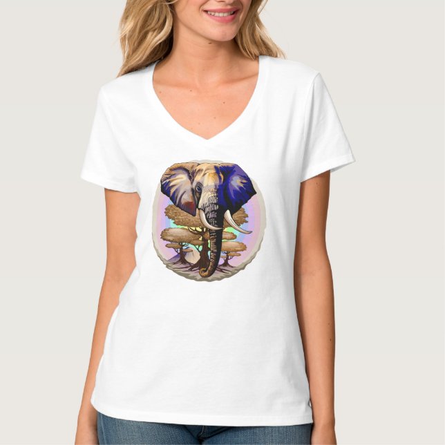 African Elephant Surreal Porträtt T Shirt (Framsida)