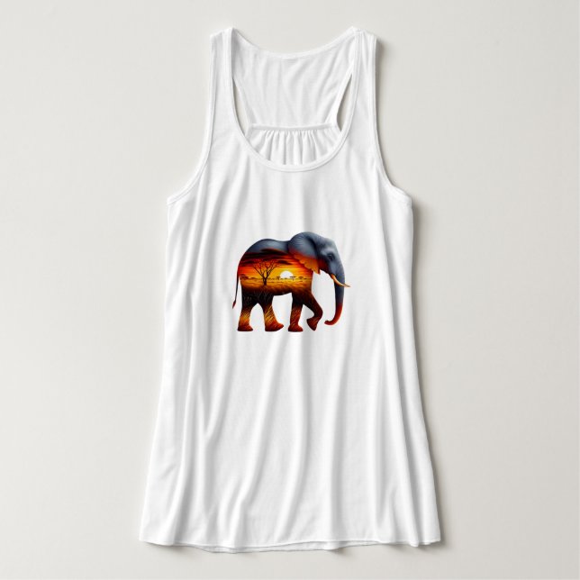 African Elephant Tanktop Linne Med Racerback (Design framsida)