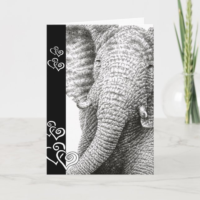 African Elephant Valentine Card Helgkort (Framsida)