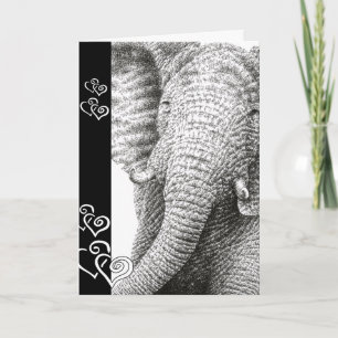 African Elephant Valentine Card Helgkort
