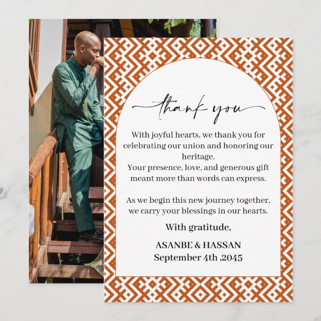 African Ethnic Border Pattern Wedding  Tack Kort (Fram/baksida)