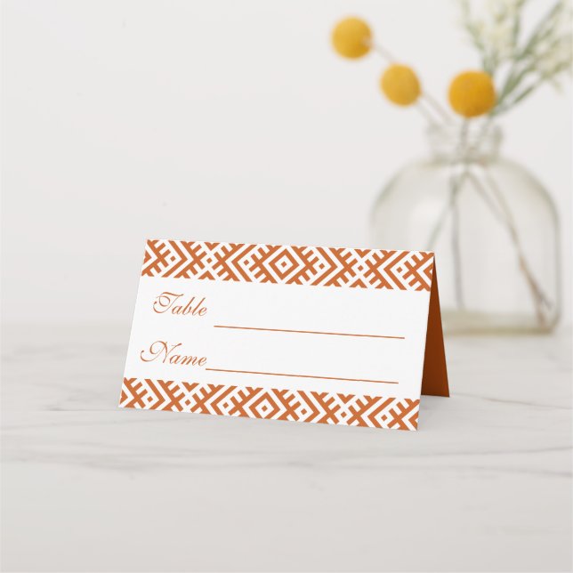 African Ethnic Pattern Border Wedding Place Card Placeringskort (Framsida)