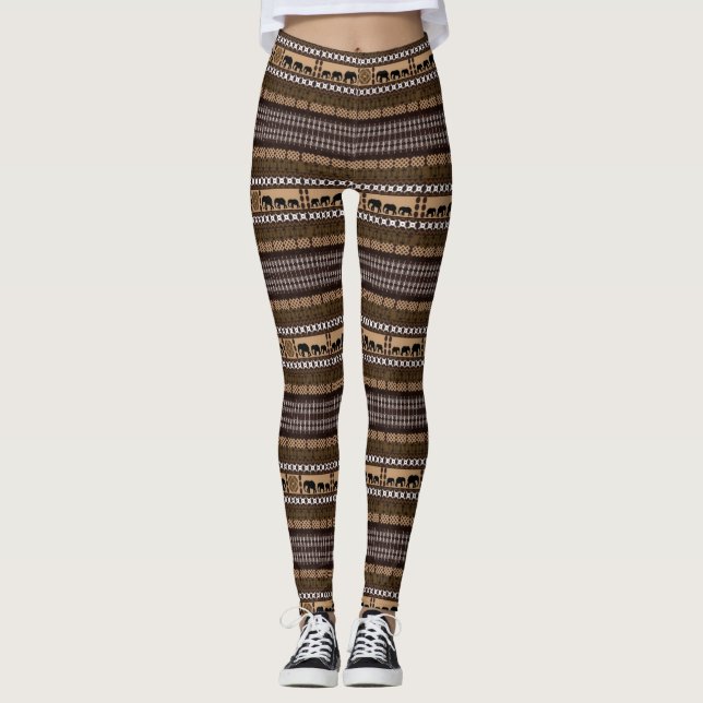 African Ethnic Print Mönster Leggings (Framsida)