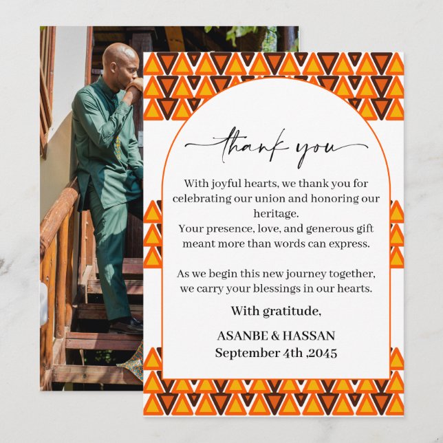 African Ethnic Seamless Texture Border Wedding  Tack Kort (Fram/baksida)