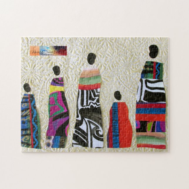 African Family Collage by Alicia McDaniel Fine Art Pussel (Horisontell)