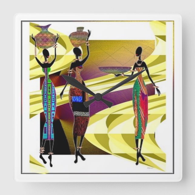 African Festiva Fyrkantig Klocka (Framsida)
